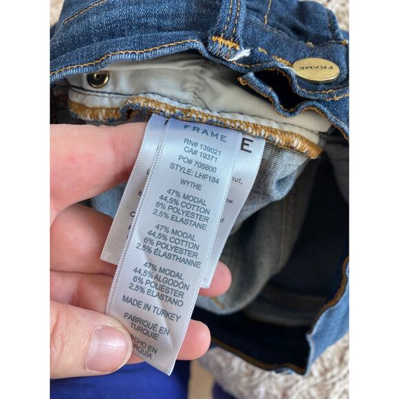 FRAME Le High Flare  High-Rise Flared Jeans In Wythe Raw Hem size 26 - Picture 5 of 5